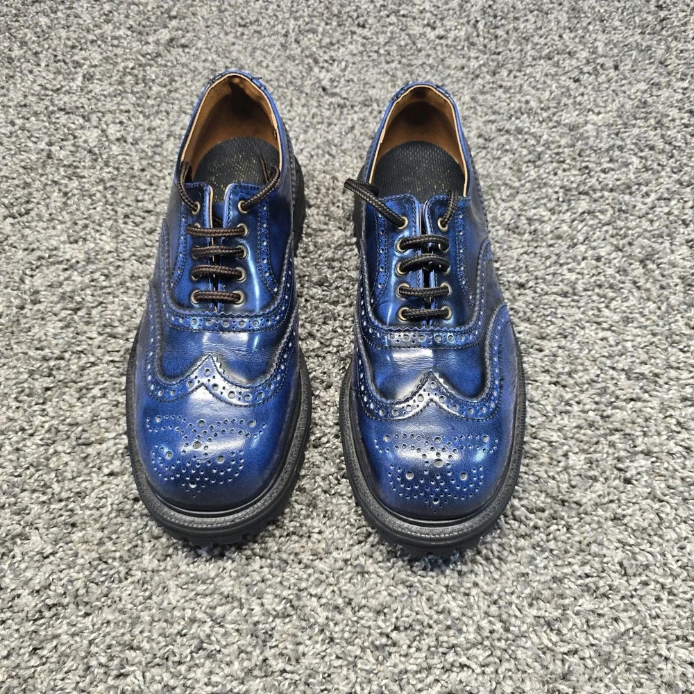 Gladiator England wingtip brogue shoes Uk‎ 7/US 7.5M-9W 90s Grunge Navy Blue